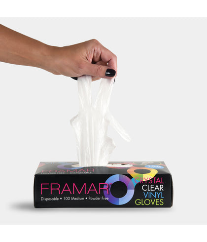 Framar Crystal Clear Vinyl Gloves 100/Box