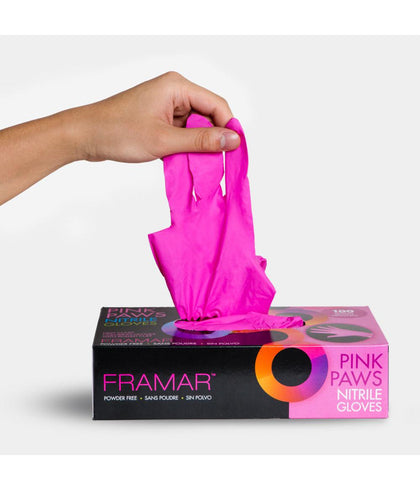 Framar Pink Paws Nitrile Gloves 100/Box
