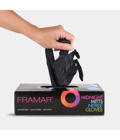 Framar Midnight Mitts Black Nitrile Gloves 100/Box